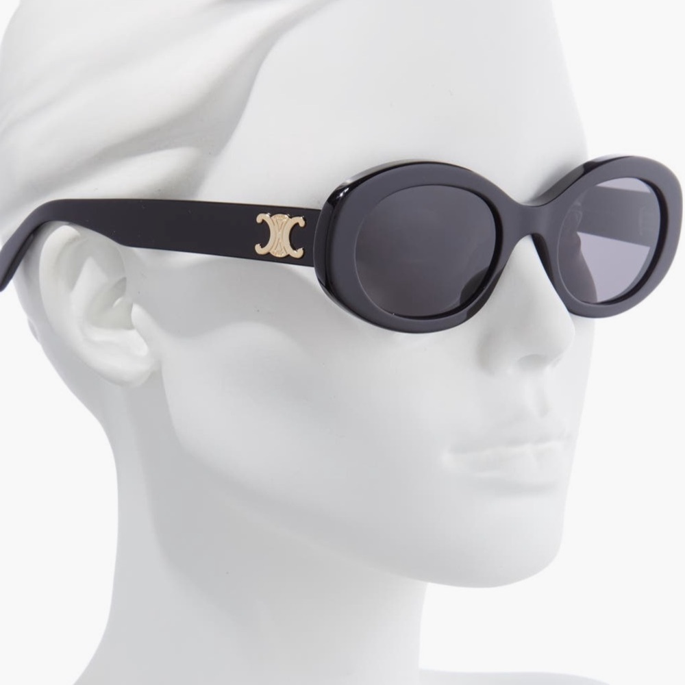 Celine Triomphe 52mm Black Oval Sunglasses